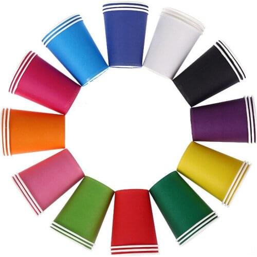 20Pcs Pure Color 250ml Paper Cup Disposable Tableware Party Cups DIY Craft Supplies kindergarten Children Handmade Materials