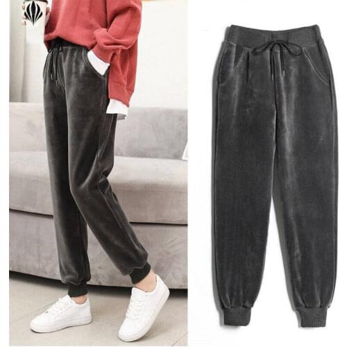 2020 Slim Women Pants Spring Lambskin Pants Summer Casual Pants Soft Harem Pants Outside Fleece Trousers Skinny Sweatpants