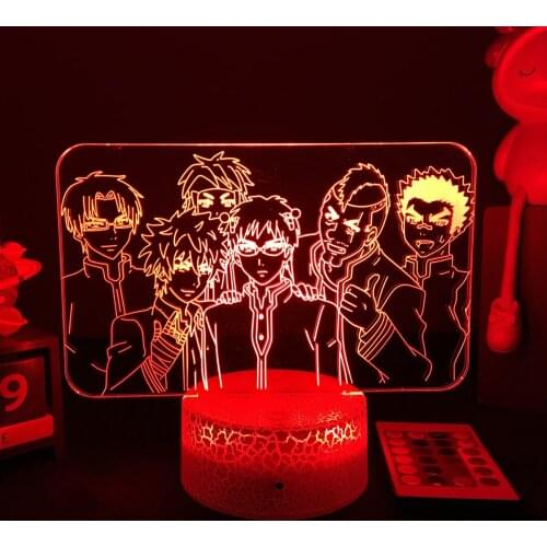 3D LED Lamp Anime The Disastrous Life of Saiki K for Bedroom Decor Gift Colorful Nightlight Manga 3d Lamp