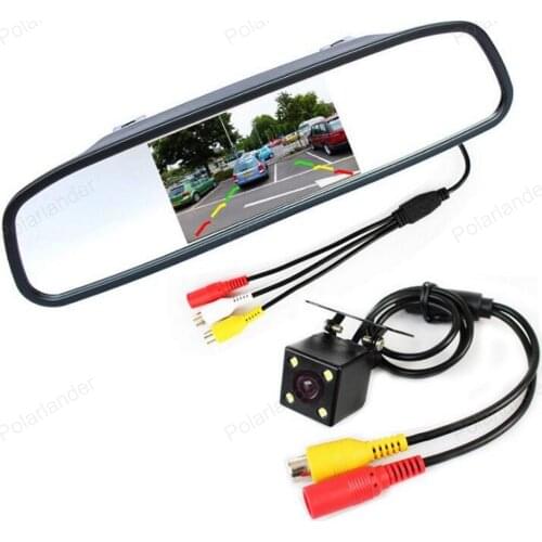 5 inch Car Mirror Monitor 2 Video input +Mini 4 LED night vision Car CCD Rear View Camera Parking assistance