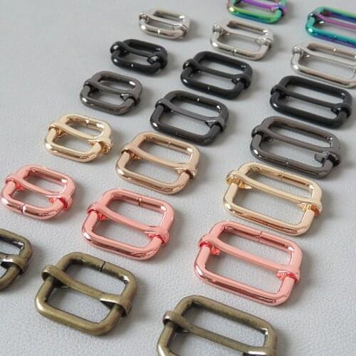 50PCS 15mm 20mm 25mm 32mm 38mm Webbing Bag Straps Metal Adjustable Buckle Backpack Belt Clasp Loop Dog Collar Slider Hardware