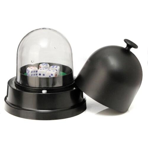 Automatic Dice Roller Cup Battery Powered Pub Bar Party Game Play With 5 Dices Black