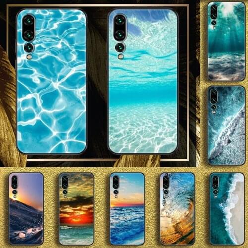 Blue Sea Summer Waves Phone case For Huawei P Mate P10 P20 P30 P40 10 20 Smart Z Pro Lite 2019 black art shell soft funda luxury