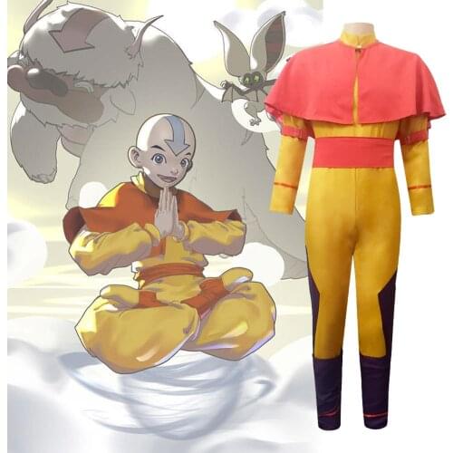 Kids Anime Avatar The Last Airbender Avatar Aang Cosplay Costume Outfits Halloween Carnival Suit