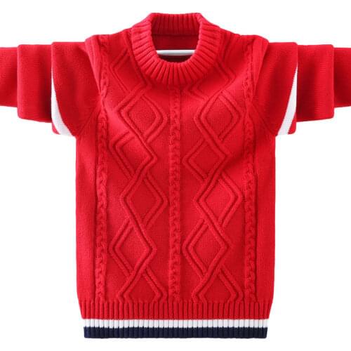 Kids Boys autumn / winter warm sweater knit pullover new big virgin thicker base shirt