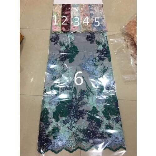 Nice YG-770 special 5 yards/pcs pretty flowers embroidered African french lace net tulle fabric with beads super quality