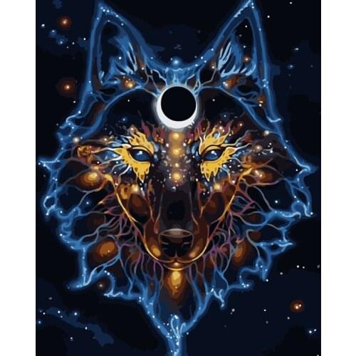 Painting By Numbers DIY Dropshipping Big size Mask behind the wolf Animal Acrylic House Decoration Art picture Gift