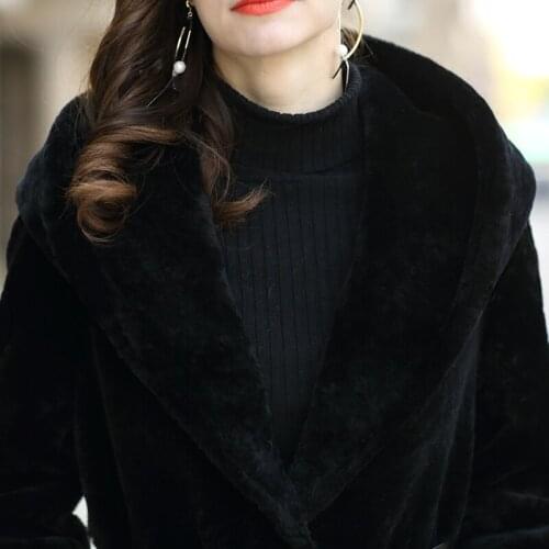 Luxury Double Faced Coat Female Natural Sheep Shearling Fur Coats Winter Women Genuine Leather Jacket MY3995