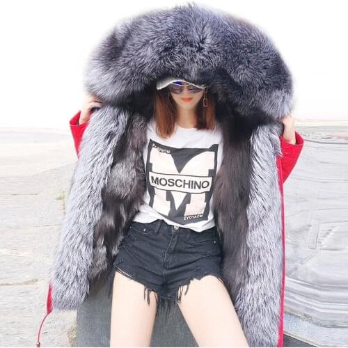 MAOMAOKONG2020 new detachable fox fur liner fox fur collar placket fur pie overcoming coat female mid-length winter coat