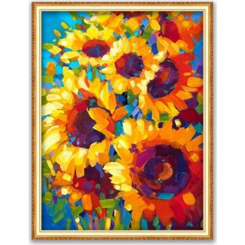 Flower DIY 11CT Cross Stitch Embroidery Kits Craft Needlework Set Printed Canvas Cotton Thread Home Decoration Dropshipping Sale