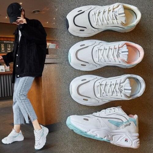 2021 nian Spring New Shoes Students Korean Version of Casual Running Sports Shoes Mesh Breathable Dad Shoes Womens