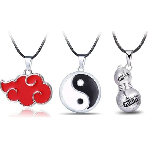 New Narutos Hyuga Family Gossip Alloy Akatsuki Red Cloud Gourd Necklace Accessories Anime Toys Children Model Uzumaki-Narutos