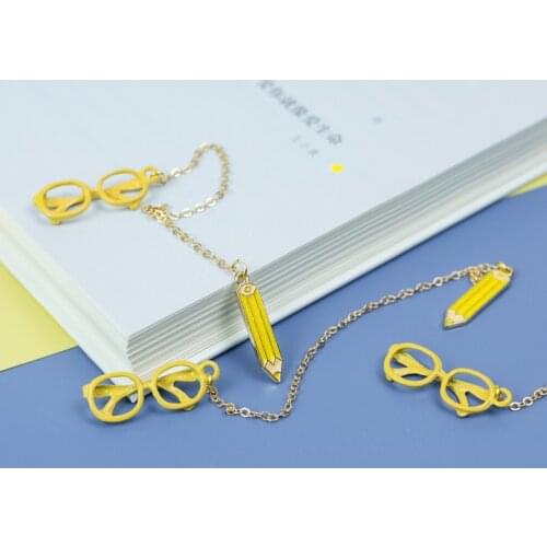 Glasses Bookmarks for Books Stationery Novelty Cute Metal pen Bookmark Cartoon Book Markers School office Stationery