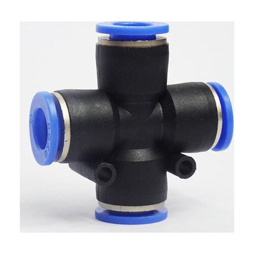PZA4 6 8 10 12mm Air Fitting 4-Way Cross Shaped Splitter Push in Pneumatic Tube Connector Quick Fittings