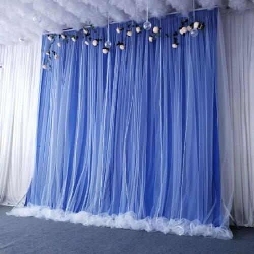 Dusty Blue Tulle Chiffon Backdrop for Bridal Shower Wedding Ceremony Backdrops Curtains Newborn Baby Shower Backdrop Photo Booth