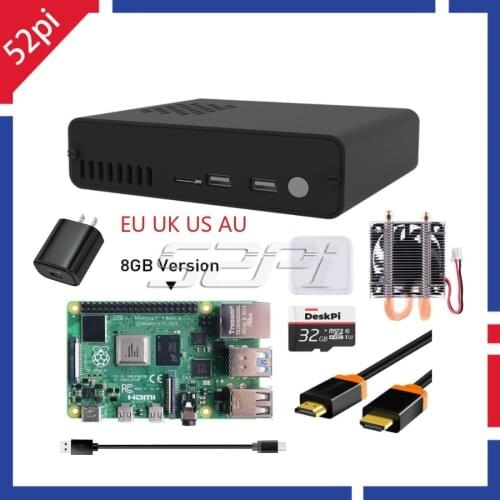 DeskPi Pro Set-top Box Aluminum Alloy Case 2 / 4 / 8G Raspberry Pi Model B With GPIO Extension Header For Raspberry Pi 4