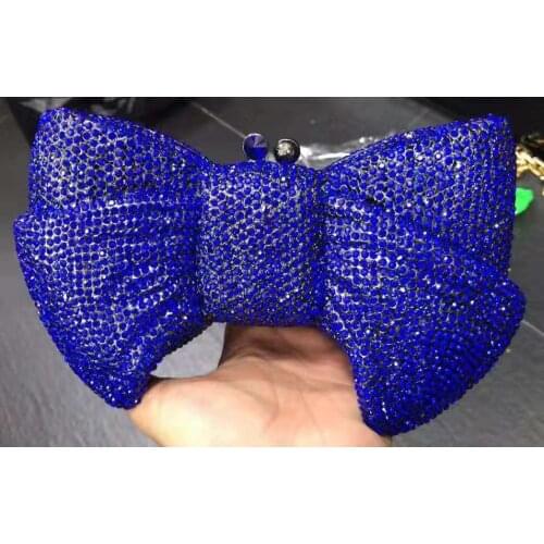 XI YUAN Luxury Rhinestone Clutch Bag for Female Wedding Bridal Clutch Purse Party Bags Purple Blue Ladies Chain Evening Bags