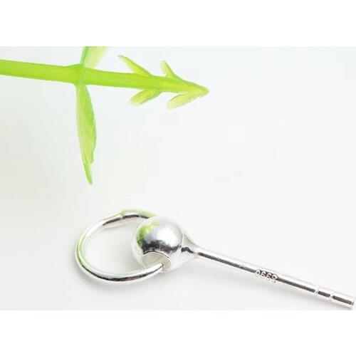925/990 Sterling Silver Hanging Ring Ball Stud Earrings For Women Small Round Ball/Beads With Rings Stud Earings Fashion Jewelry