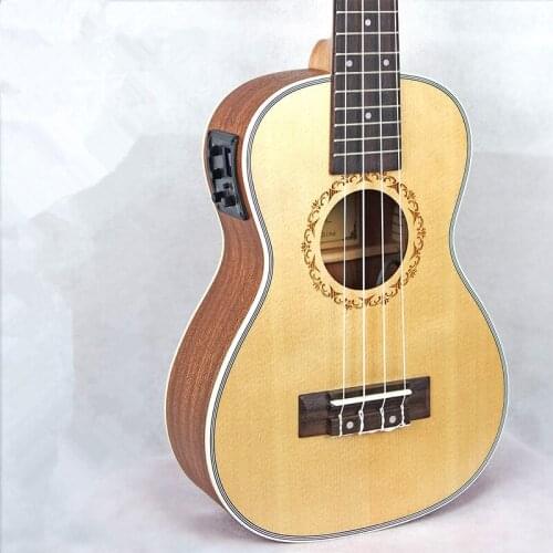 SevenAngel 26 Inch Tenor Electric Ukulele Top Spruce Body Mahogany Ukelele 4 Strings Mini Guitar with Pickup EQ ABS Adging