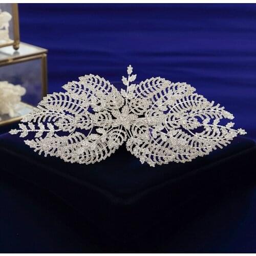 Sparkling Leaves Crystal Bridal Barrettes Headbands Headpieces Wedding Hair Accessory Prom Headdress