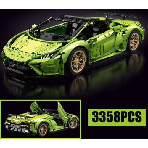 T5003 Series Huracan Evo Spyder Green Super Racing Sport Cars Model Building Blocks Bricks Children Educational Toys Kids Gifts