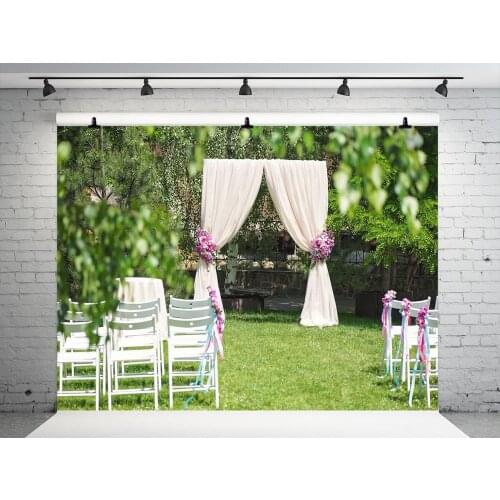 VinylBDS 10x10ft Romantic Wedding Photographic Background Curtain Chair Party Photo Backdrop Tree Photo Backdrop For Wedding