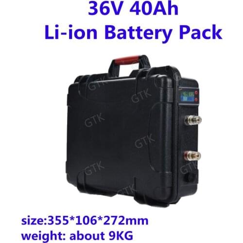 Waterproof 36V 40Ah Lithium Ion Batteries Rechargeable 10S Li-ion Batteries with BMS For Electric Fishing Froklift with Charger