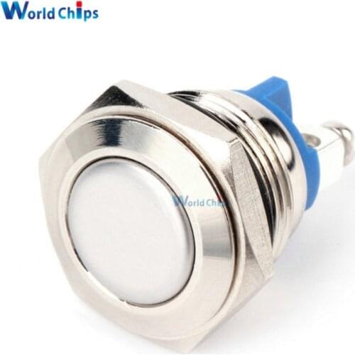 AC 250V 3A Stainless Steel Switch 16mm Metal Momentary Round N O Normally Open