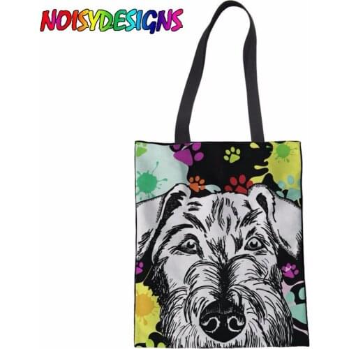 NOISYDESIGNS Canvas Tote Bag Dachshund Dog Printing HandBag Shopping Bag Daily Use Foldable for Women Female Bolsos Mujer New