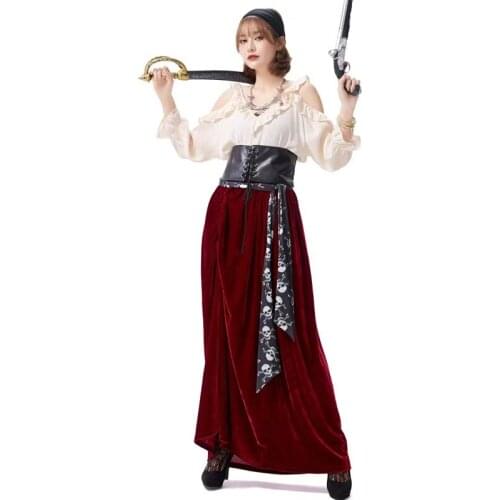Adult Women Halloween Pirate Costume Female Warrior Cosplay Carnival Purim Parade Stage Show Nightclub Bar Role Play Party Dress