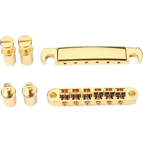 1 Set Tune O Matic Bridge Tailpiece for LP Electric Guitar Replacement Gold
