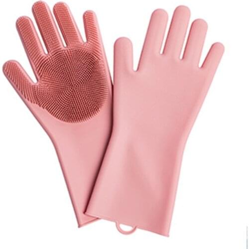 1 Pair Magic Silicone Dishwashing Scrubber Dish Washing Sponge Rubber Scrub Gloves Kitchen Cleaning Tools