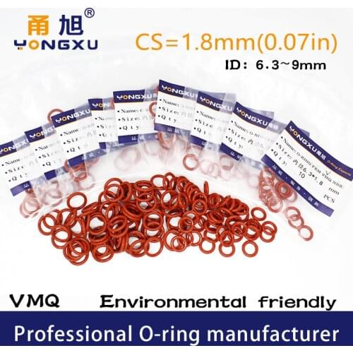 20PCS/lot Silicon O-ring Silicone/VMQ CS1.8mm Thickness ID6.3/6.7/6.9/7.1/7.5/8/8.5/8.75/9*1.8mm O Ring Seal Rubber Rings Gasket
