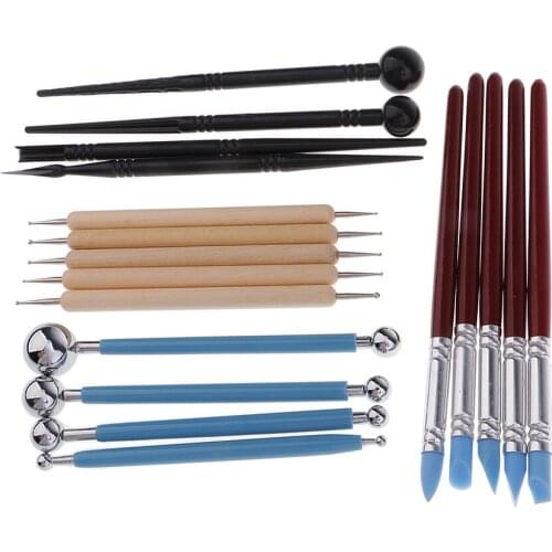 18 Piece Polymer Clay Pottery Sculpting Shaper Pen Dotting Tools Ball Stylus Tools Art Kit