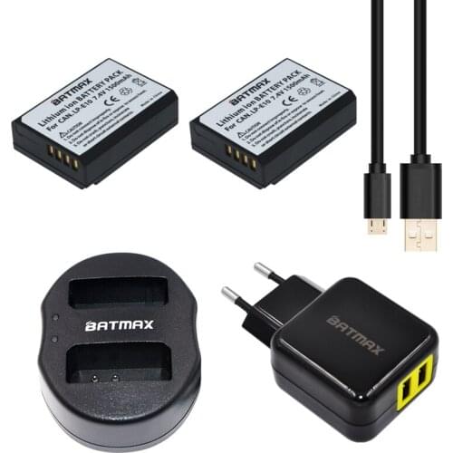 2x LP-E10 LP E10 LPE10 batteries+Dual USB Charger&EU/US AC Power Plug Adapter for Canon EOS Rebel T3, T5,T6, Kiss X50 X70,etc