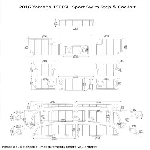 2016 Yamaha 190FSH Sport Swim Step & Cockpit Pad Boat EVA Teak Decking 1/4" 6mm