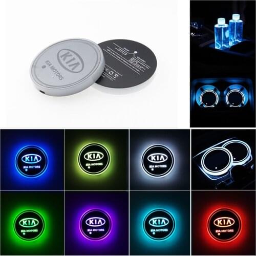 2X LED Car Logo Cup Holder Light For Volvo S40 S60 S80 XC60 XC90 XC70 Renault Megane 2 3 Logan Citroen Auto luminous Coaster Mat