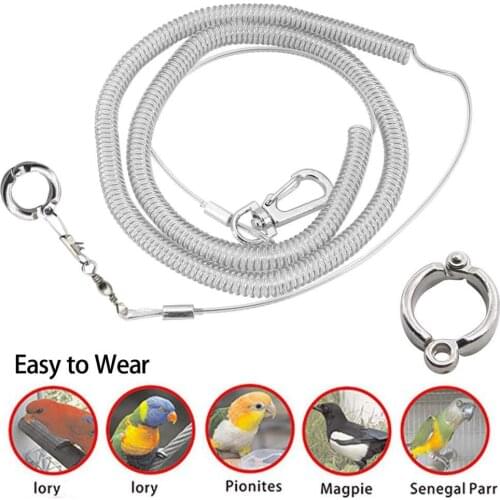 3m Flexible Bird Leash with Leg Ring Ultra-light Parrot Bird Harness Anti-bite Outdoor Flying Training Rope for Parrot