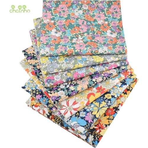 7 Desing Floral Printed Patchwork Cloth,Plain Cotton Fabric,DIY Sewing&Quilting Poplin Material For Baby&Childrens Shirt,Skirt