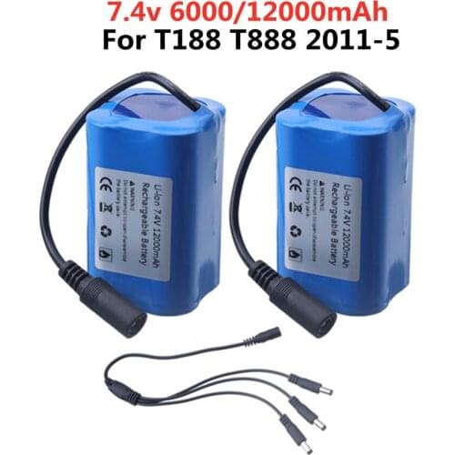 7.4V 12000Mah 6000mah Battery 3To1 Line ChargerFor T188 T888 2011-5 V007 C18 H18 So on Remote Control RC Fishing Bait Boat Parts