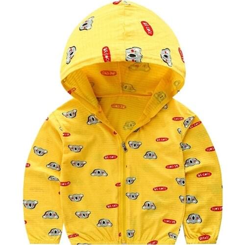 2021 New Children Summer Long Sleeve Sunscreen Clothes Fashion Cartoon Boys And Girls Hooded Coats Thin Breathable