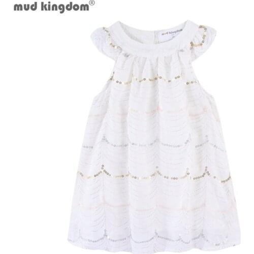 Mudkingdom Sparkle Sequin Girls Halter Dress Party Back Button Down Little Girl Midi Dress Toddler Dresses Kids Summer Clothes