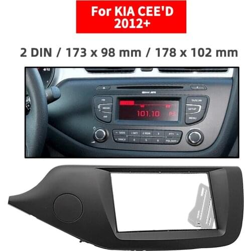 Double Din Radio Fascia for KIA CEE'D 2012+ Panel Dash Mount Installation Trim Kit Face Black Frame GPS Left Wheel