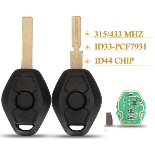 Kutery 3 Buttons Car Remote Key DIY For BMW E38 E39 E46 X3 X5 Z3 Z4 1/3/5/7 Series 315/433MHz ID44 Chip