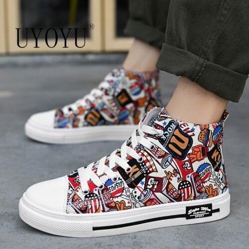 Couple High Top Mens 2020 Printed Canvas Shoes All Vulcanize Shoes Women Graffiti Casual Skateboarding Classic Brand Sneakers