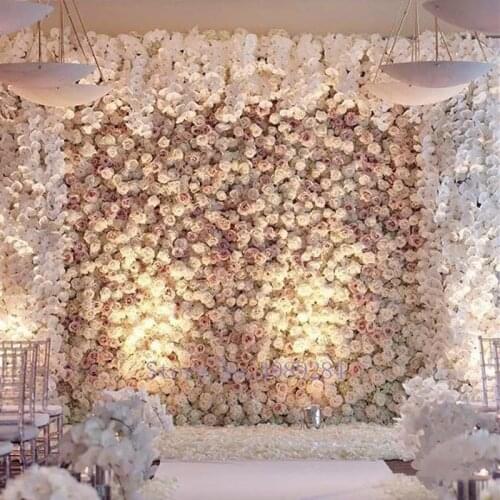 Creativity Flower Wall Silk Rose Flower Home Decoration Champagne Artificial Flowers Plant Wedding Background Wall Decoration