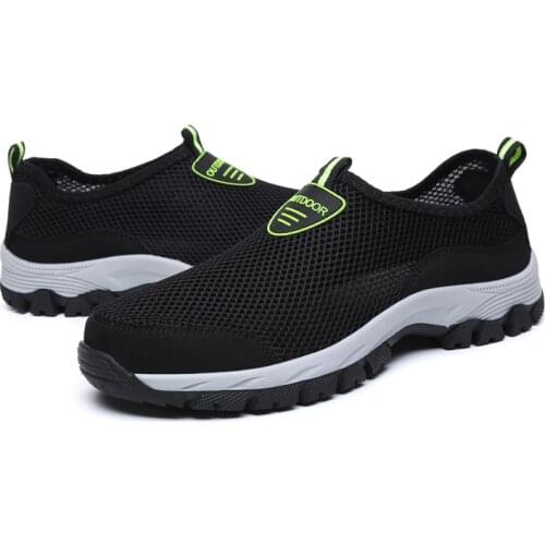 Breathable Outdoor Hiking Shoes For Men Summer Mesh Climbing Trekking Sneakers Slip-on Upstream Sneakers Mountain Sport Shoes