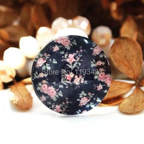 20pcs 20mm 25mm 30mm Round Glass Beads Cabochon DIY For Tray Pendant setting finding-(Flower)-(HPGC-4291)