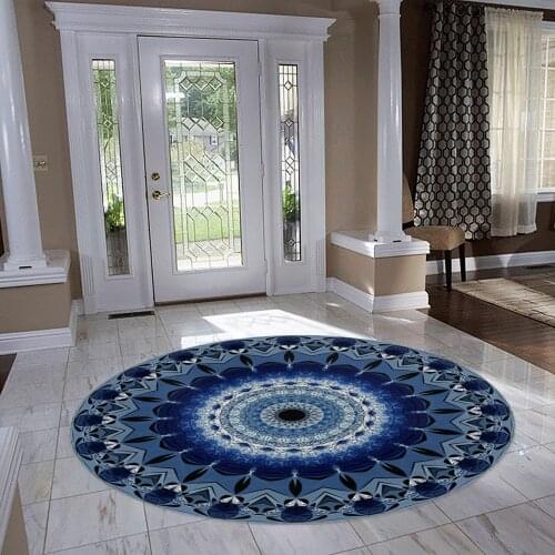 Blue Patterned Round Rug,2021 New Summer Season Carpets, Mandala, Rug,Game Carpet, kids Room Rug Modern Rug,Fashion Rugs,gzm1190