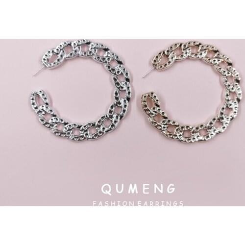 2020 hot sale design Exaggerated C-shaped metal CCB acrylic chain light large hoop earrings women jewelry